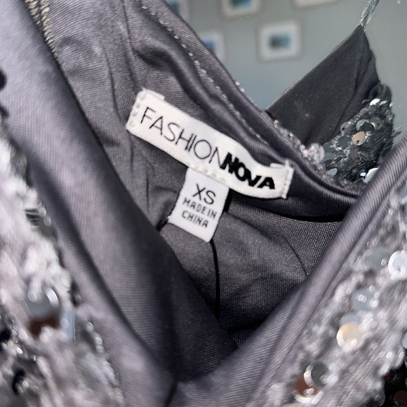 Fashion Nova Silver Sequin One-Shoulder Dress - Picture 5 of 11
